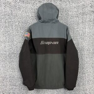 Snap-on Jacket Mens XL Gray Black Hooded Insulated Work Parka Embroidered